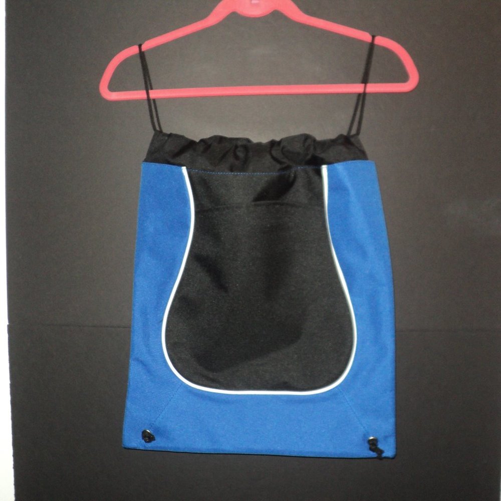 NEW Coil Cinch Bag Tote Sport Backpack Black & Blue 14.5" x 17.5" #3250-38